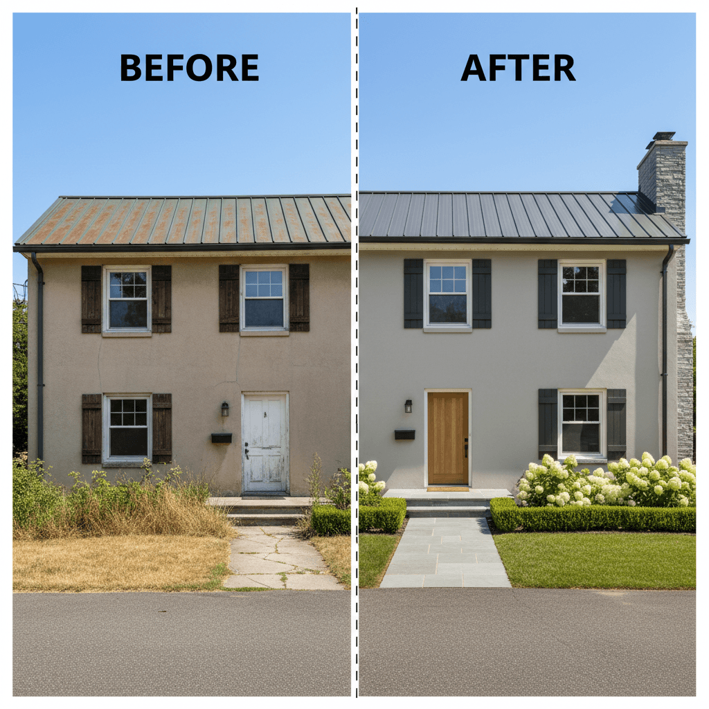 Avant et après rénovation de façade