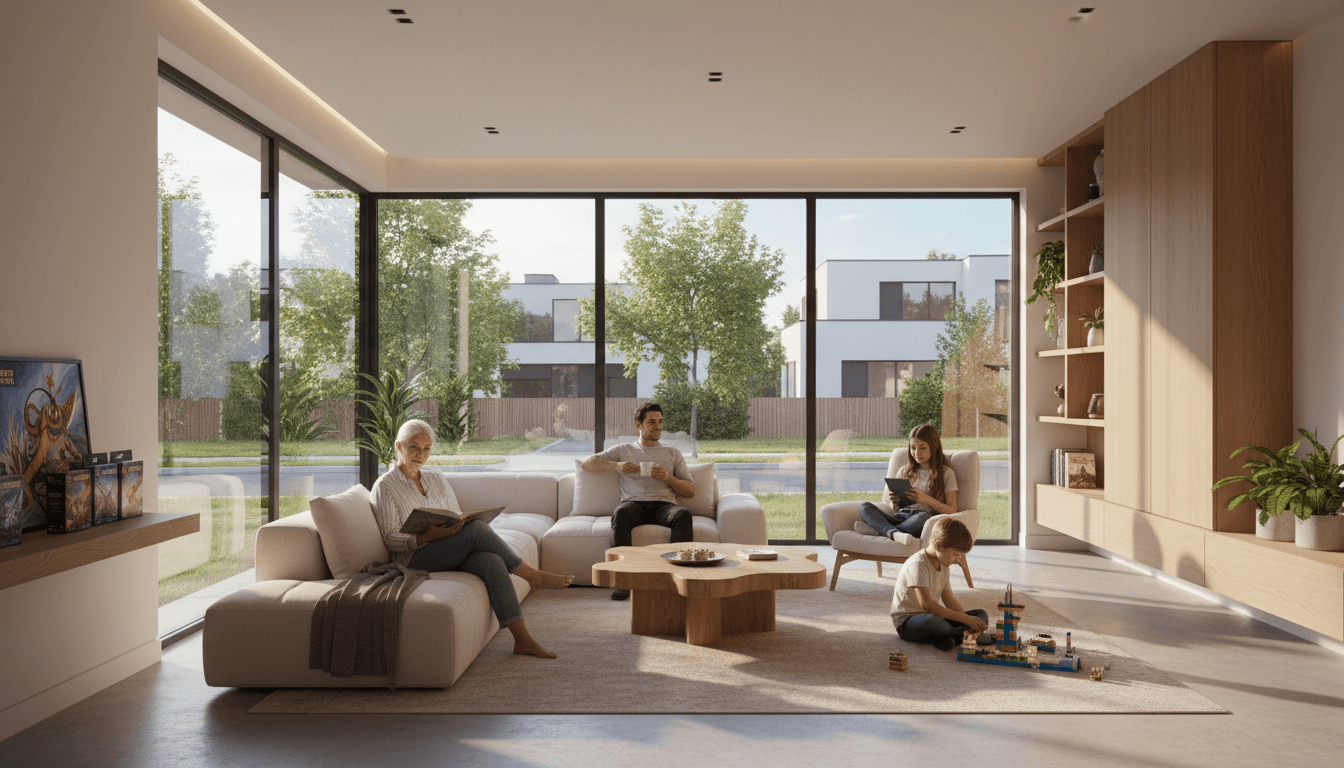 Façade de maison rénovée avec isolation thermique moderne et fenêtres efficaces énergétiquement